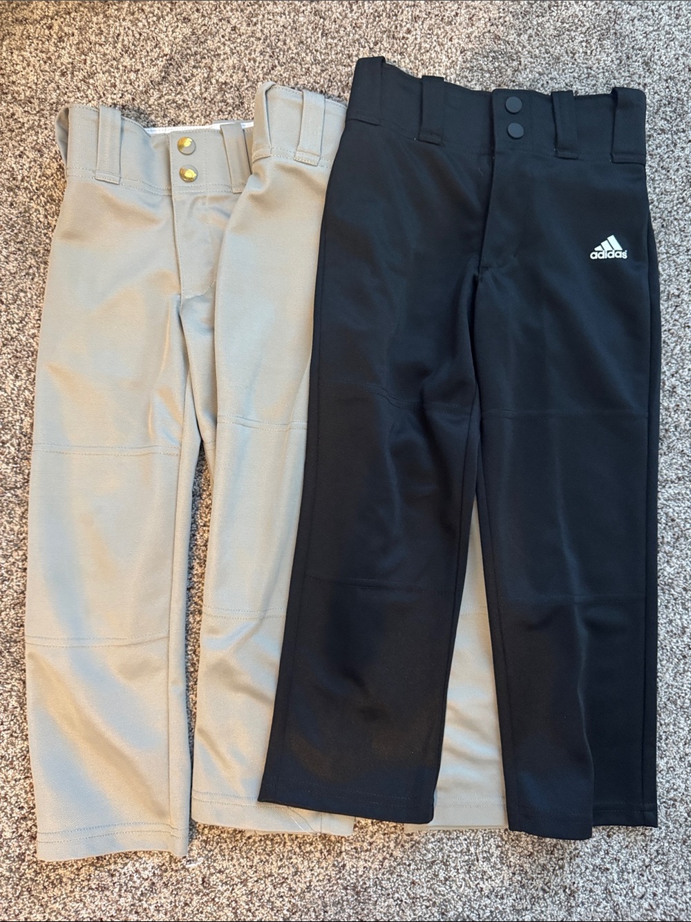 adidas Kids Baseball Pants — Black and 2 grey Pair
